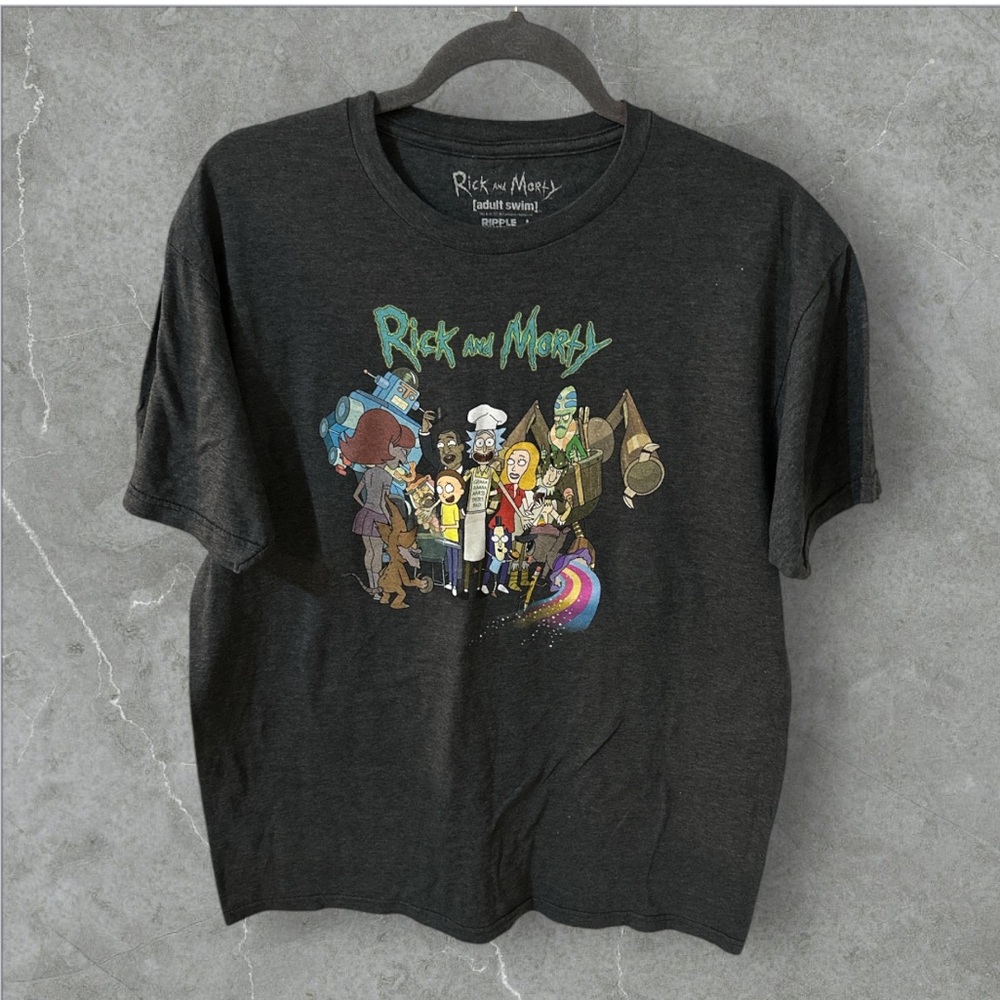 Ripple Junction Rick and Morty grass taste bad gray short sleeve shirt large